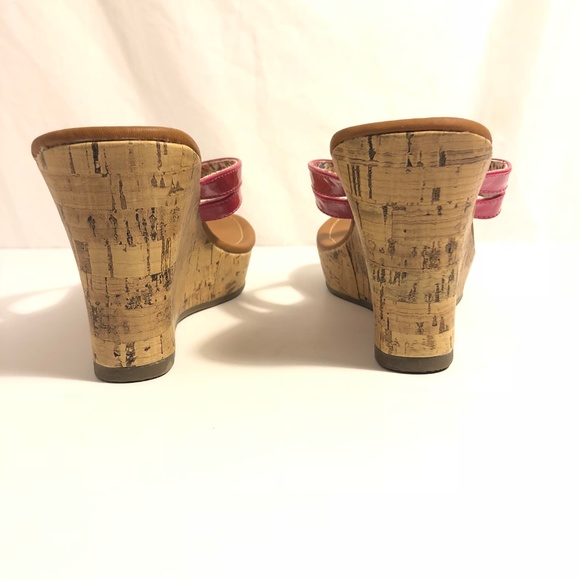 Pink Floral Tan Arizona Jeans Co Cork Wedges 8M - Picture 8 of 8